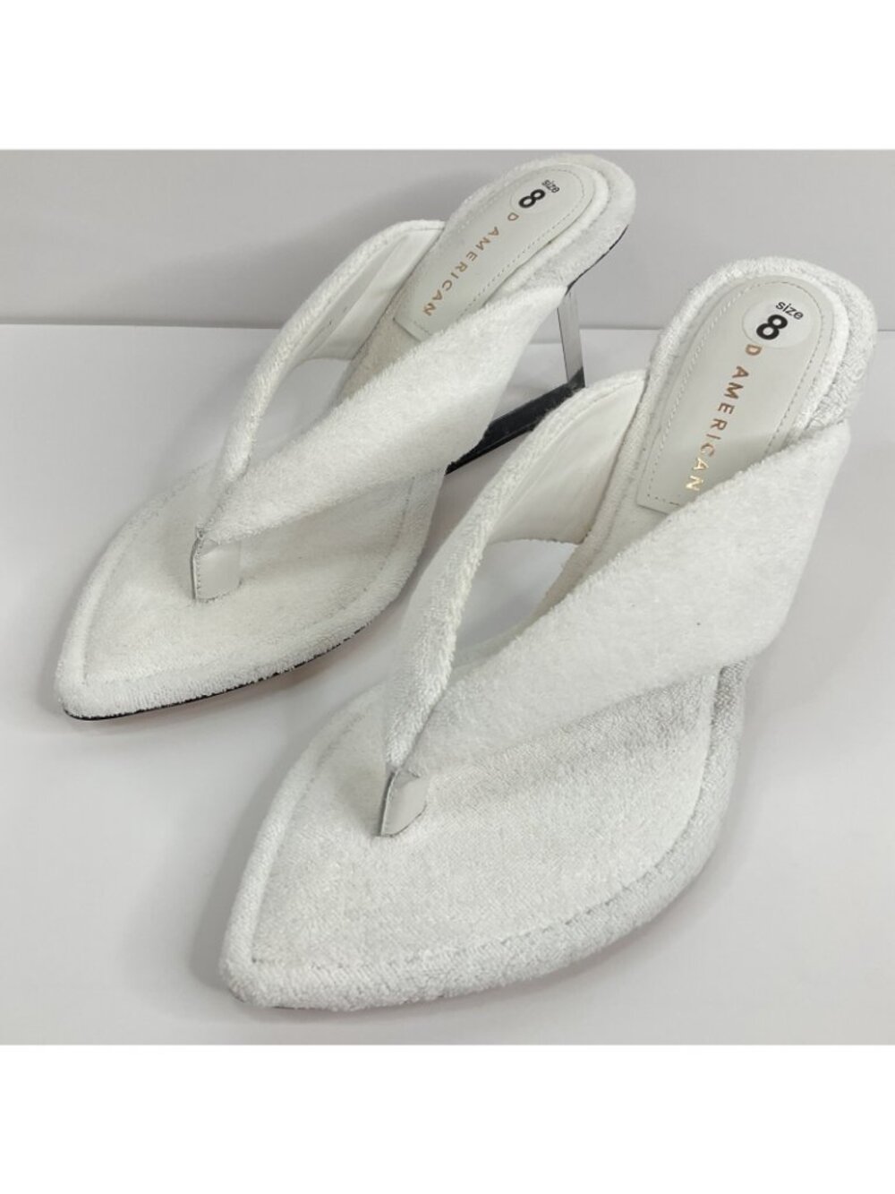 Good American Heels Womens Sz 8 White Terry Cloth Cinder F*cking Rella $260 Nwb - Picture 3 of 16